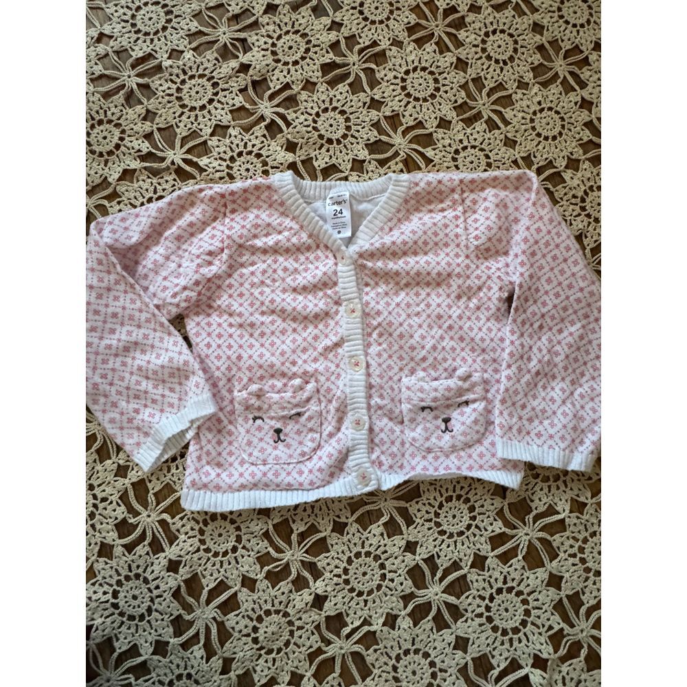 Carter's Pink Floral Pattern Baby Cardigan Sweater Button-Front 24M